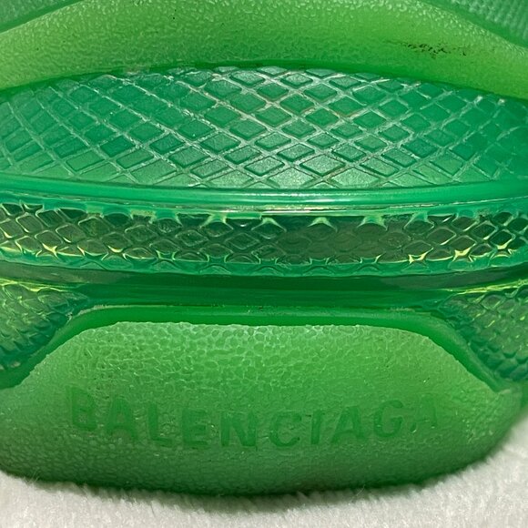 Balenciaga Neon Green Mesh and Leather Triple S Sneakers Size: EU 38-US 8 - Picture 6 of 16